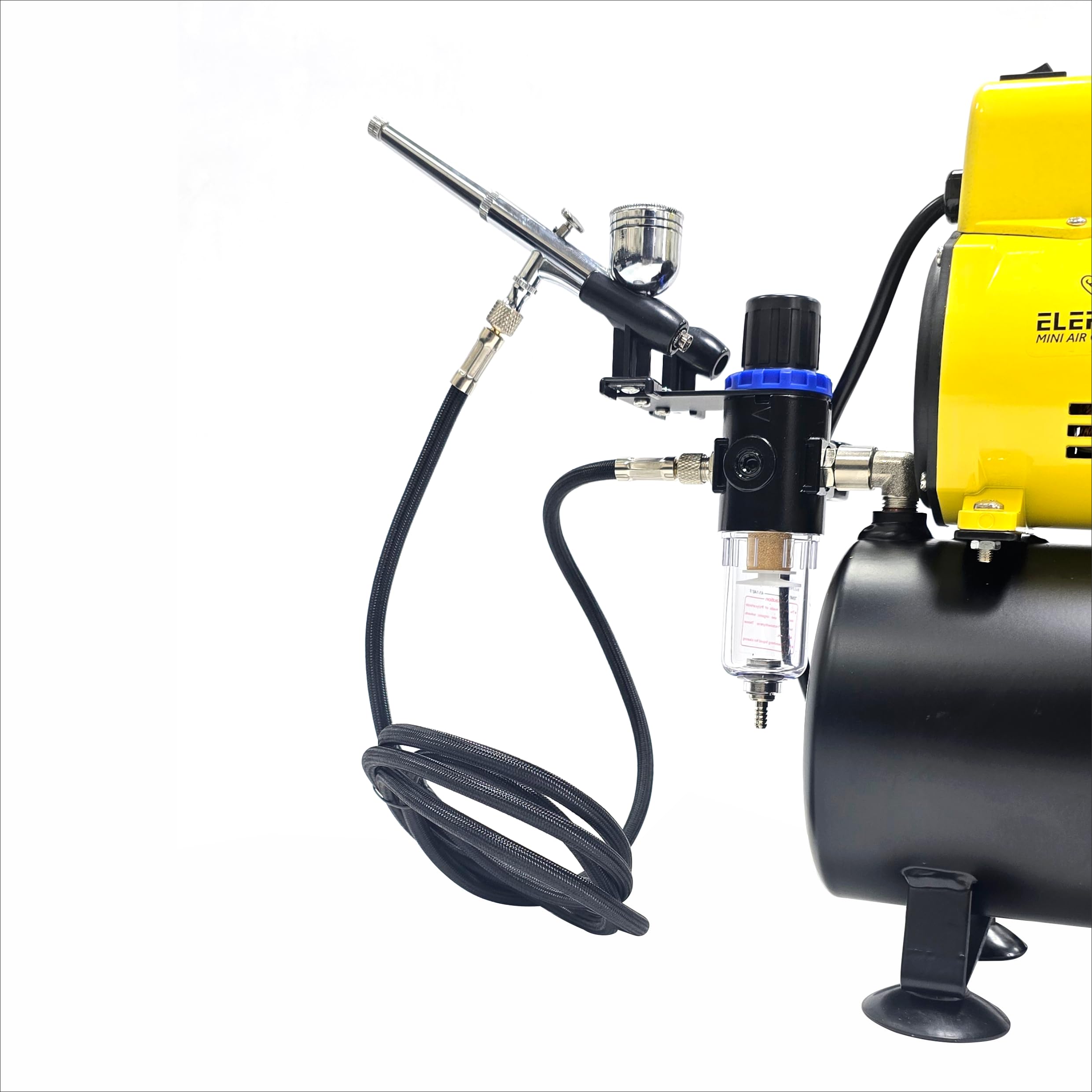 Elephant Mini Air Compressor AS-186 with 3 Liter Tank, Oil Free, Air Brush, Hose & Stand 2