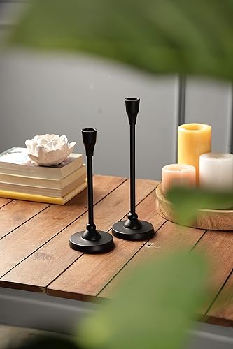 Miniatura 5 de Rely+ Juego de 2 portavelas decorativos negros, portavelas cónicos de alta calidad, portavelas para el hogar, mantel de boda, decoración de fiesta