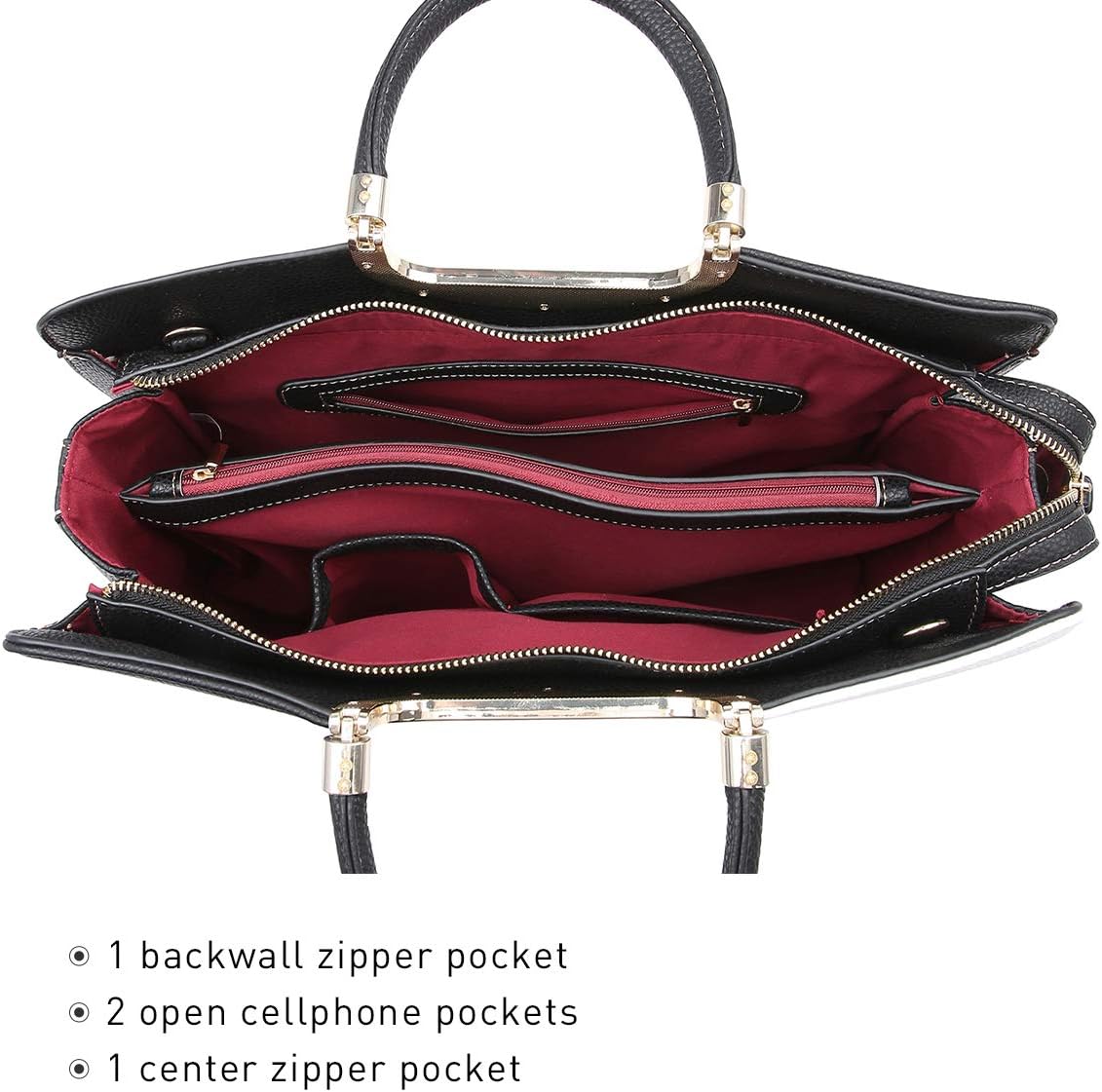 Womens Handbag Top Handle Shoulder Bag Tote Satchel Purse Work Bag with Matching Wallet - Image 5