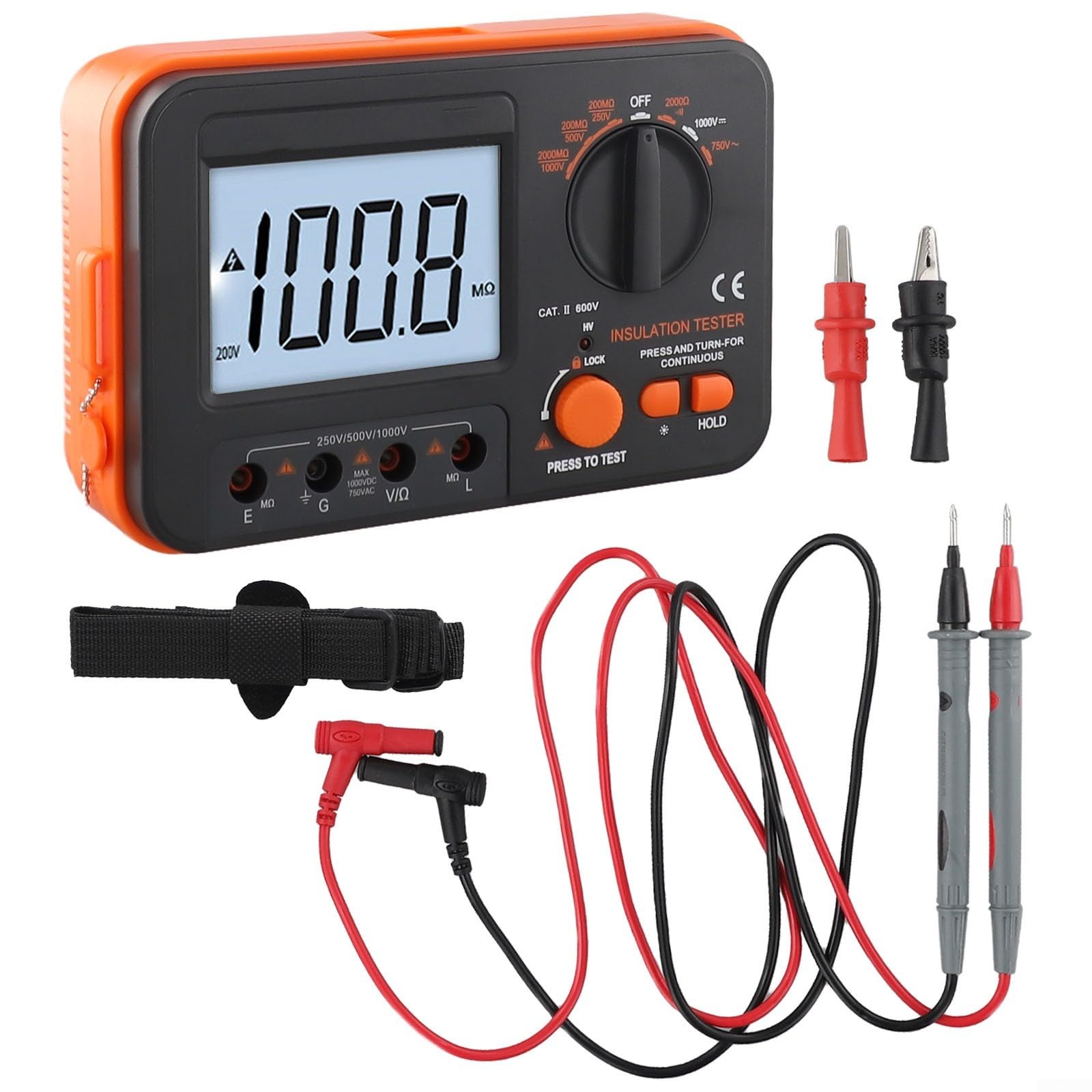 Tester digitale di isolamento 250V 500V 1000V DC Megohmmetro con display LCD Spegnimento automatico per test di cavi elettrici
