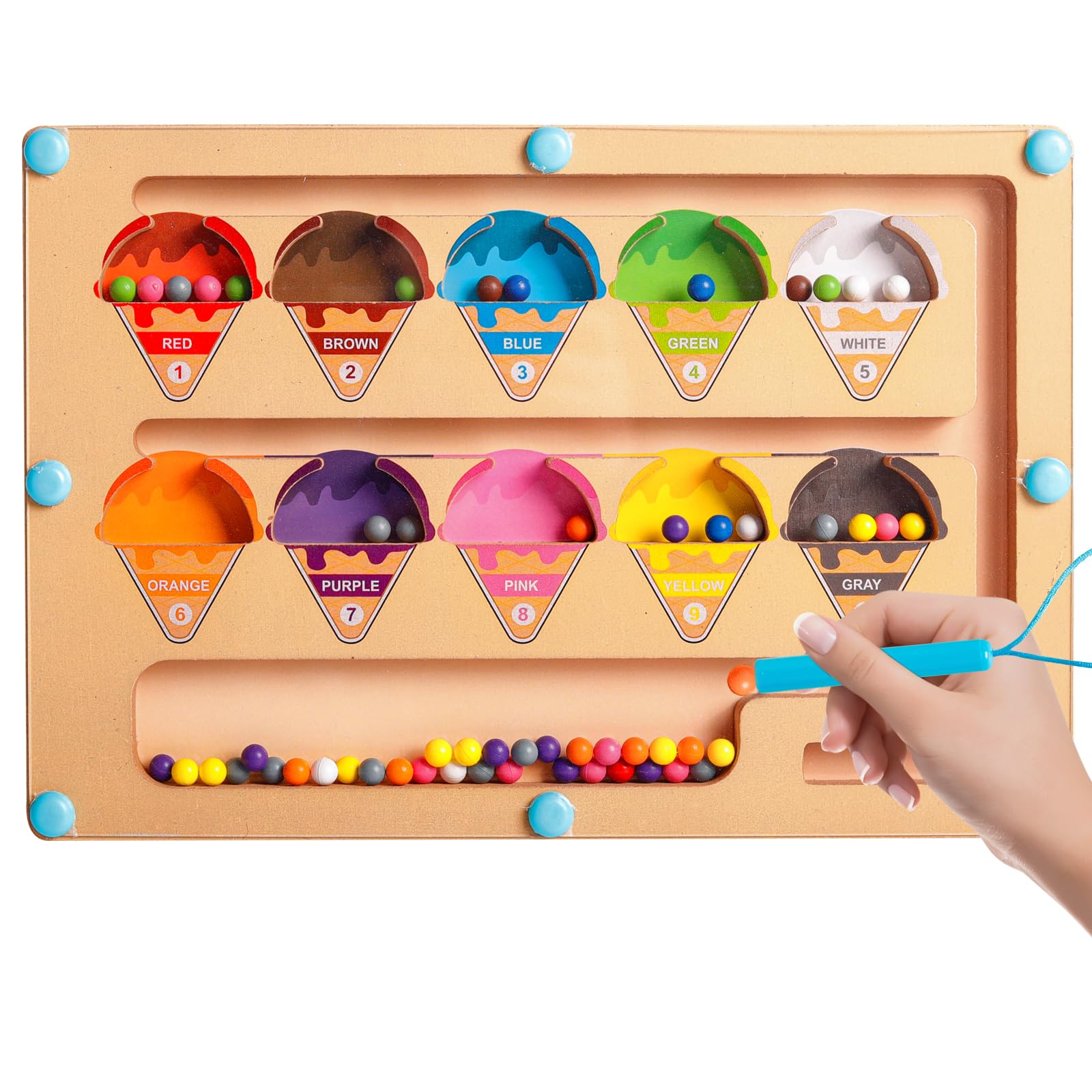 Montessori Toys for 2 3 4 Year Old Boys Girls Kids Gifts, Wooden Magnetic Maze Toys Age 3 Toddler Learning Educational Toys Color Sorting Game Christmas Birthday Gifts for 2-5 Year Old Girls Boys