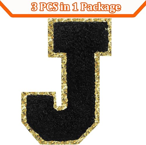 Miniatura 131 de Parches de letras termo-adhesivas de felpilla para chaquetas, parches de letras universitarias con brillantina para planchar en la letra azul A