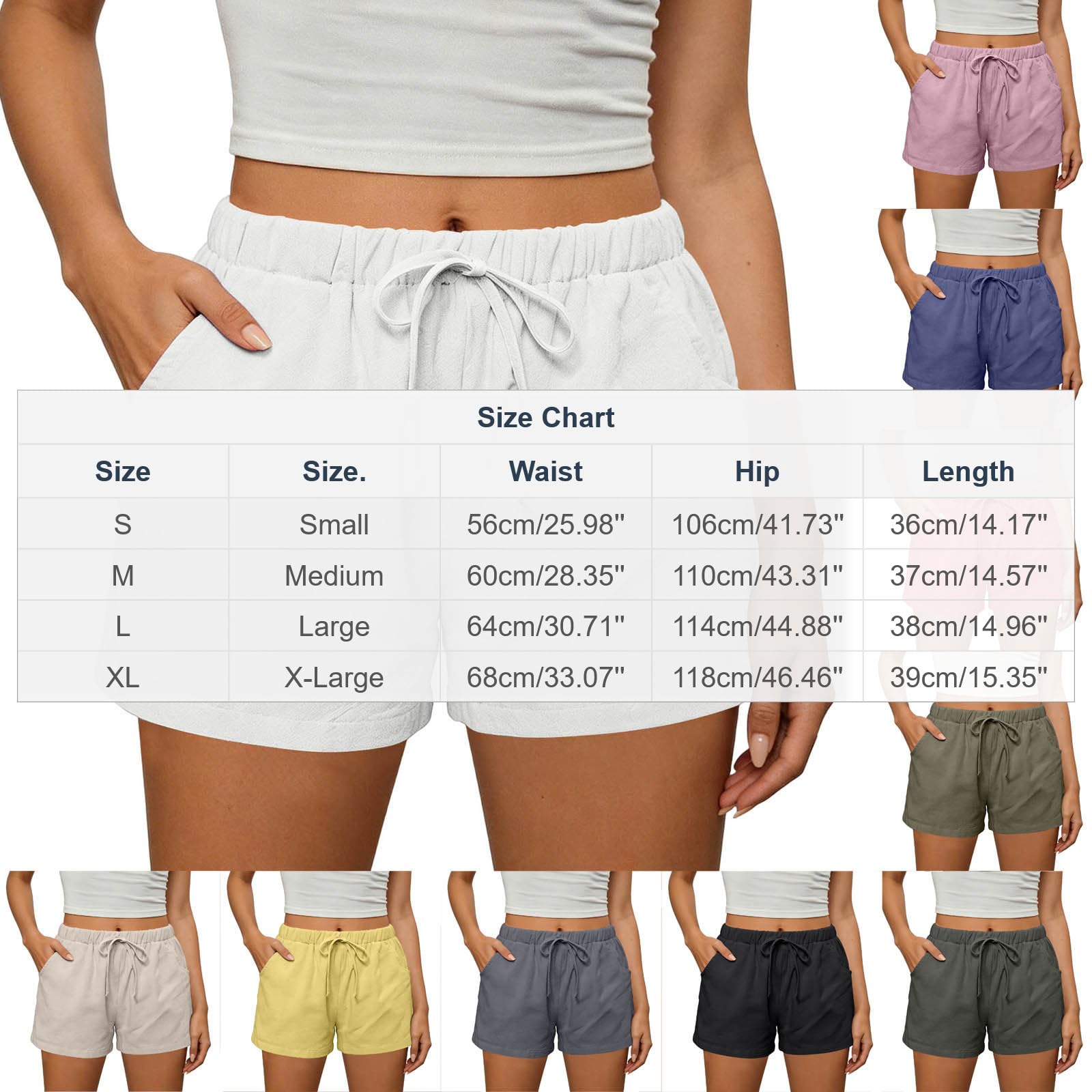 Beach Shorts for Women Vacation High Waisted Shorts Drawstring Short Pants Summer Comfy Travel Pants with Pockets - 5