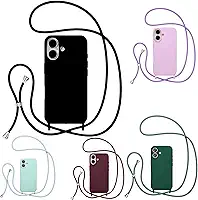 Case Capa Capinha Com Cordão Alça Transversal Para iPhone 16 (PRETO)