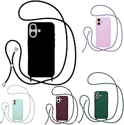 Case Capa Capinha Com Cordão Alça Transversal Para iPhone 16 (PRETO)