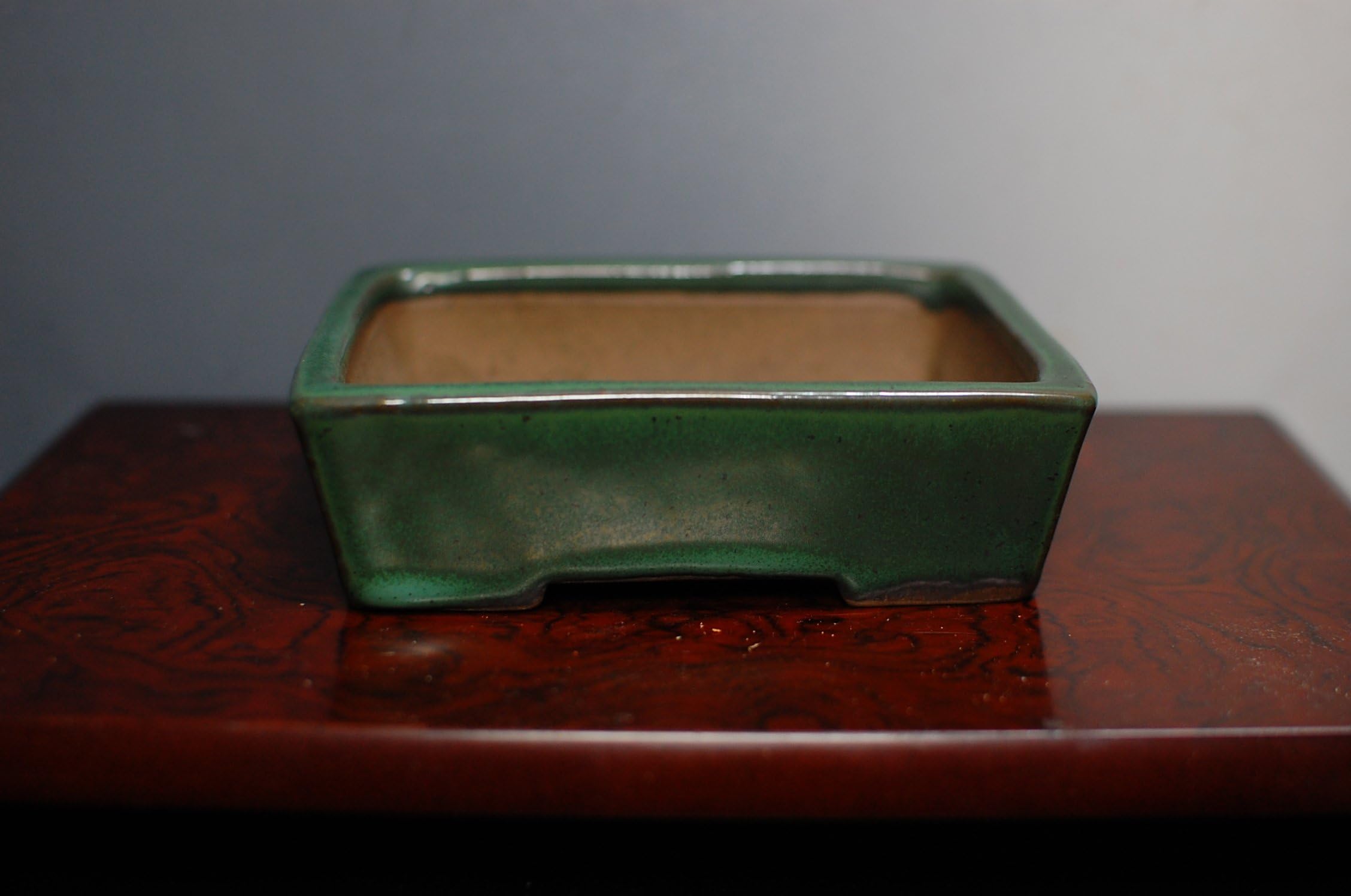 Tokoname Bonsai Pot By Yamafusa #3401 Rectangle Green