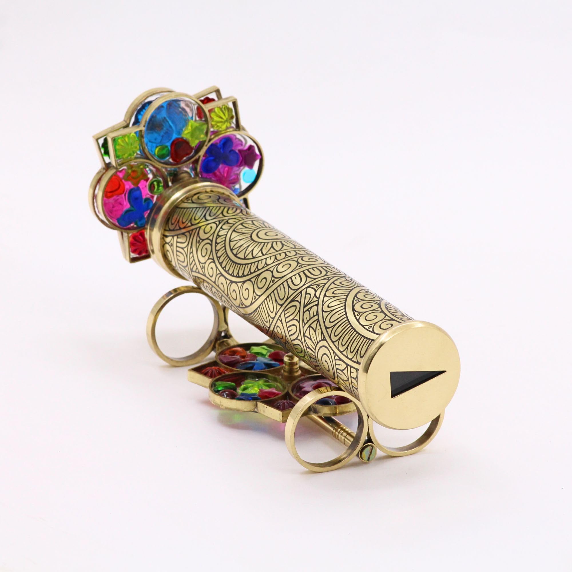 YVCrafts Handmade Brass Kaleidoscope with Interchangeable Wheel & Brass Display Stand Sentimental Gift for Special Occasions - Image 2