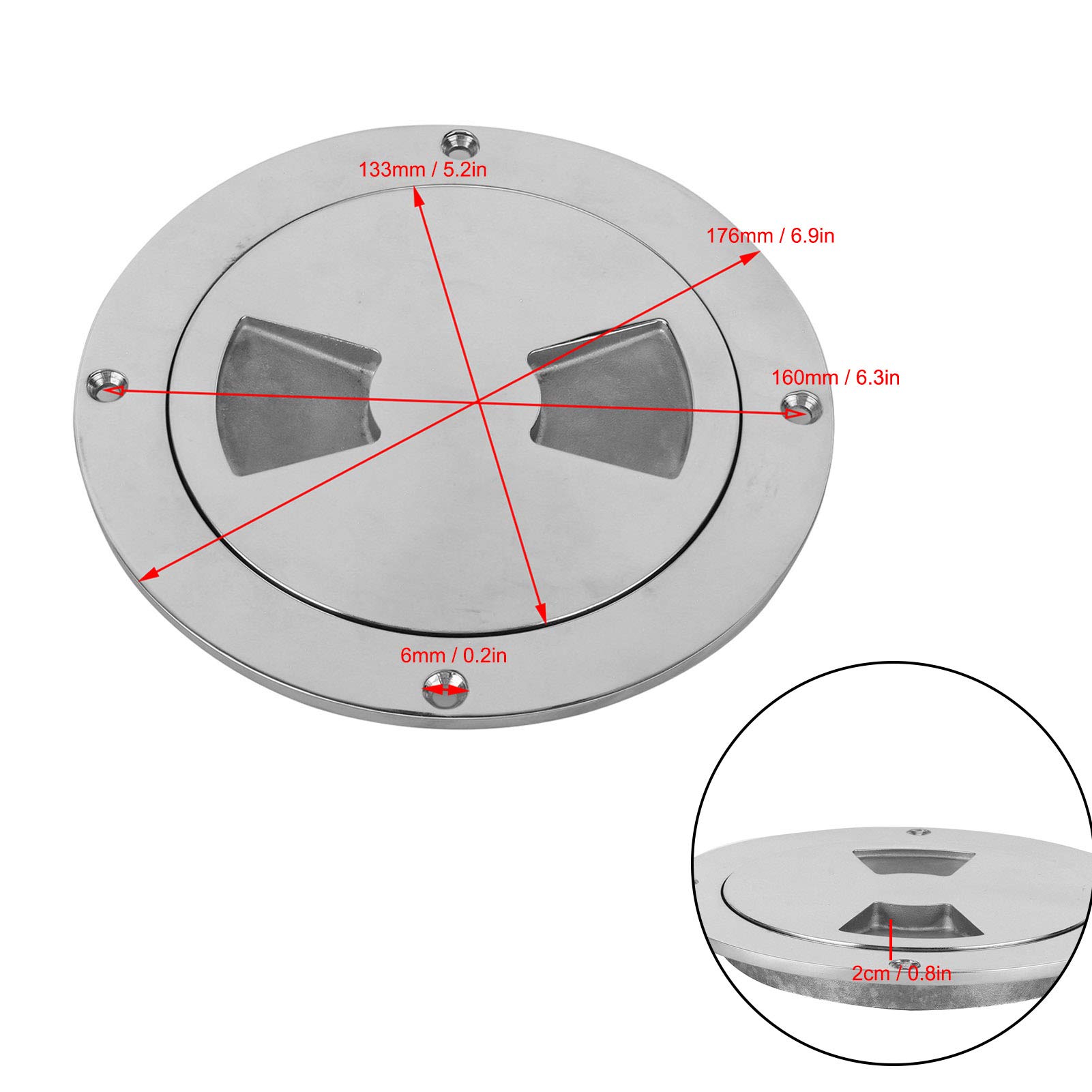 5" Edelstahl-Deckplatte mit O-Ring-Dichtung, Rostfreie Marine-Hardware für Yachten