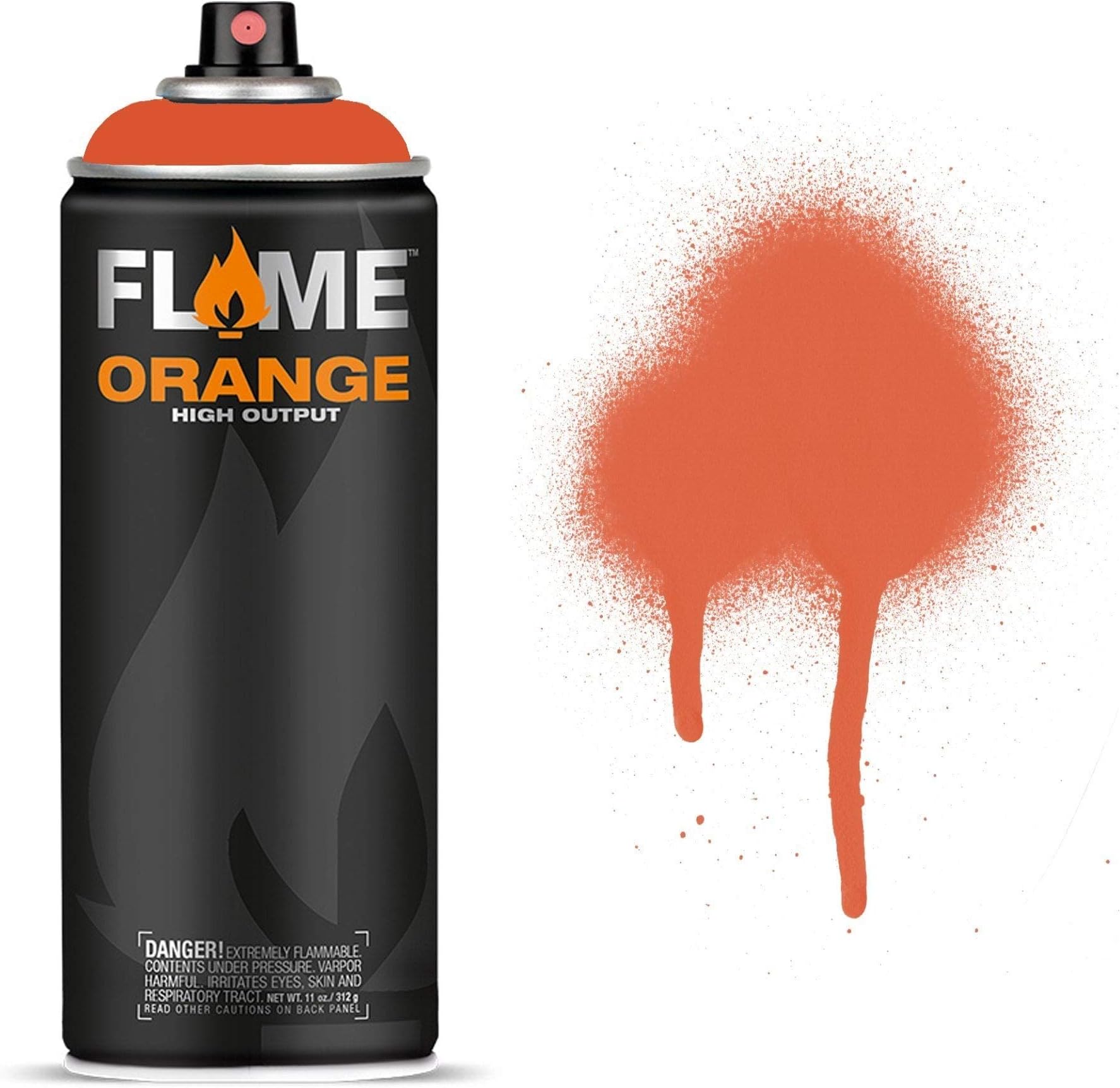 MolotowFlame Orange Spray Paint - Matt Acrylic 400ml Can Orange FO-212