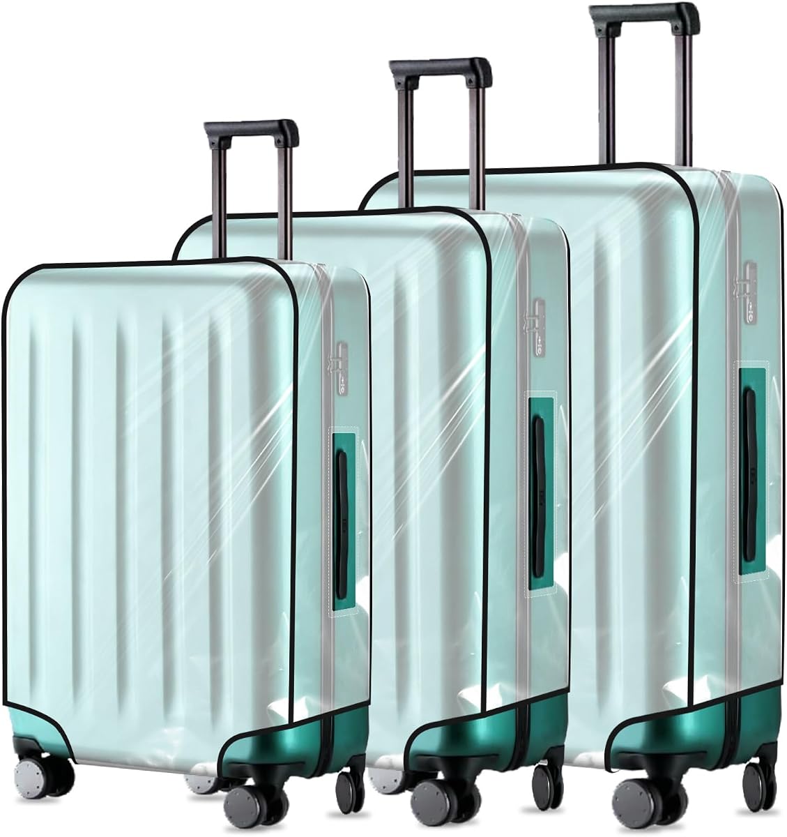 Dimeho 3 Pcs Clear Luggage Cover Protector Suitcase Protector 20" Covers | Thicken, TSA Approved, PVC, Waterproof, Transparent, Luggage Protective Cover Case, for Wheeled Suitcase