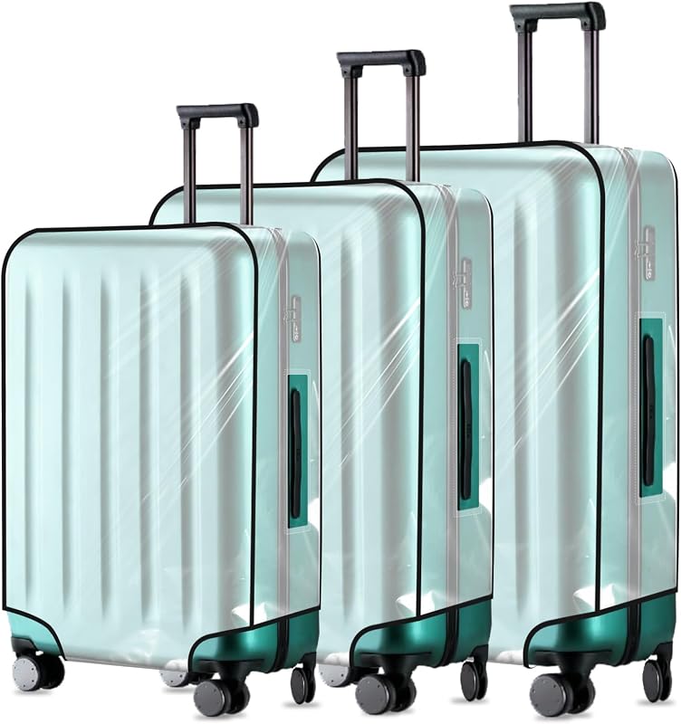 Dimeho 3 Pcs Clear Luggage Cover Protector Suitcase Protector 20" Covers | Thicken, TSA Approved, PVC, Waterproof, Transparent, Luggage Protective Cover Case, for Wheeled Suitcase
