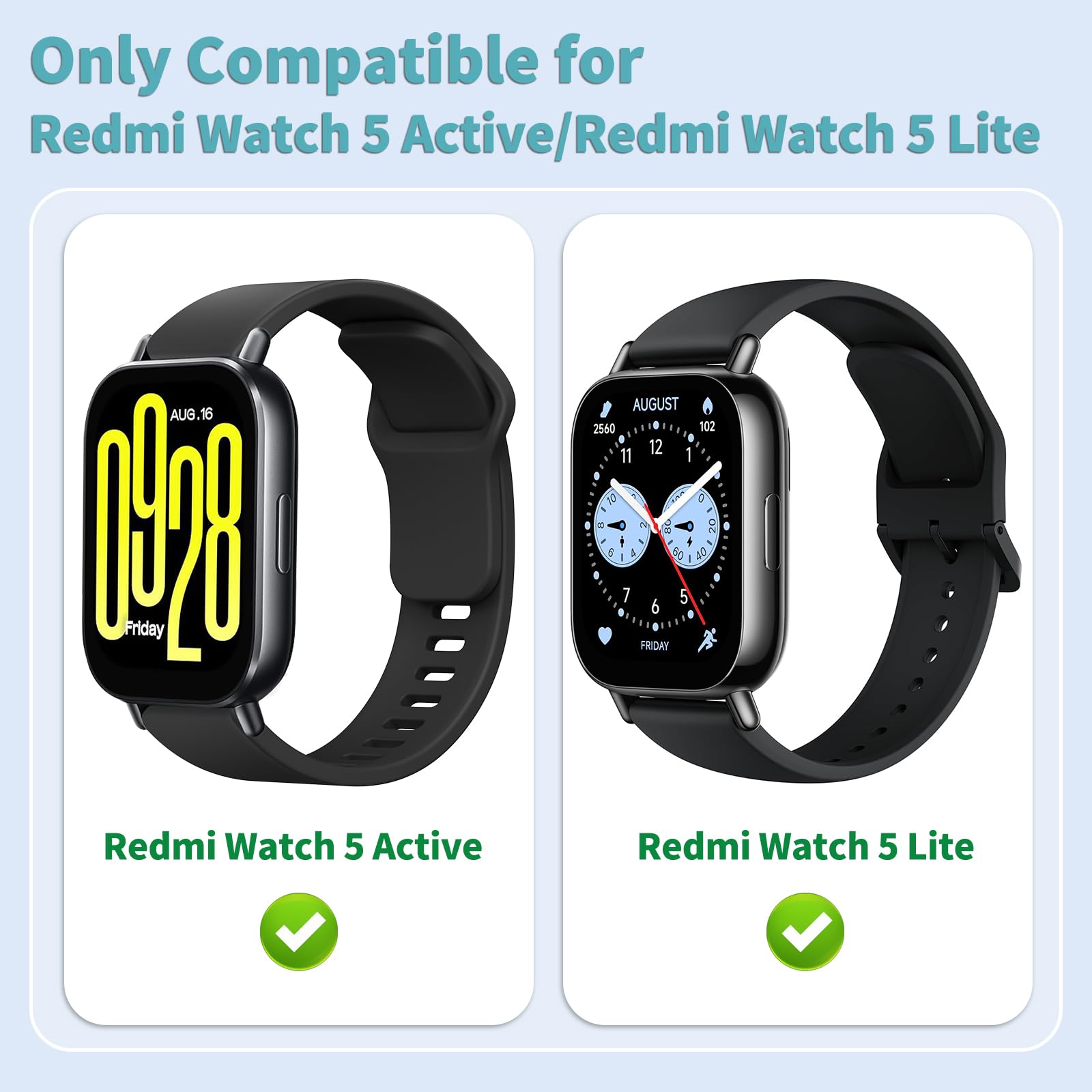 Tobfit Solicone Strap Compatible with Redmi Watch 5 Active, Sport Waterproof Replacement Strap for Redmi Watch 5 Lite/Active band — Amazon image 2