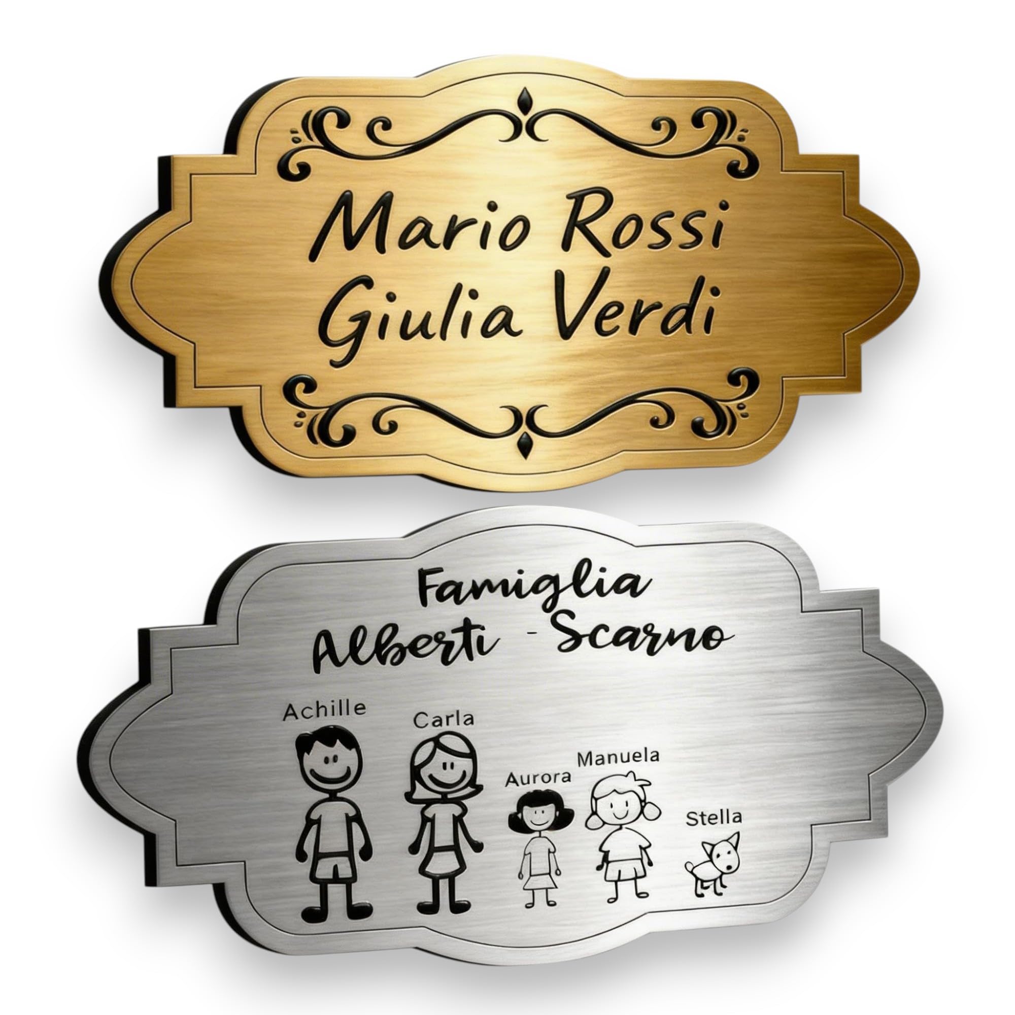 Targa Porta Ingresso Personalizzata Adesiva -Targhetta Personalizzata per Casa Vacanze, Numero Civico Esterno, Casella Postale Esterno, Citofono, Cassetta Posta, Cancello (Targa Classica)–Lo Realizzo®