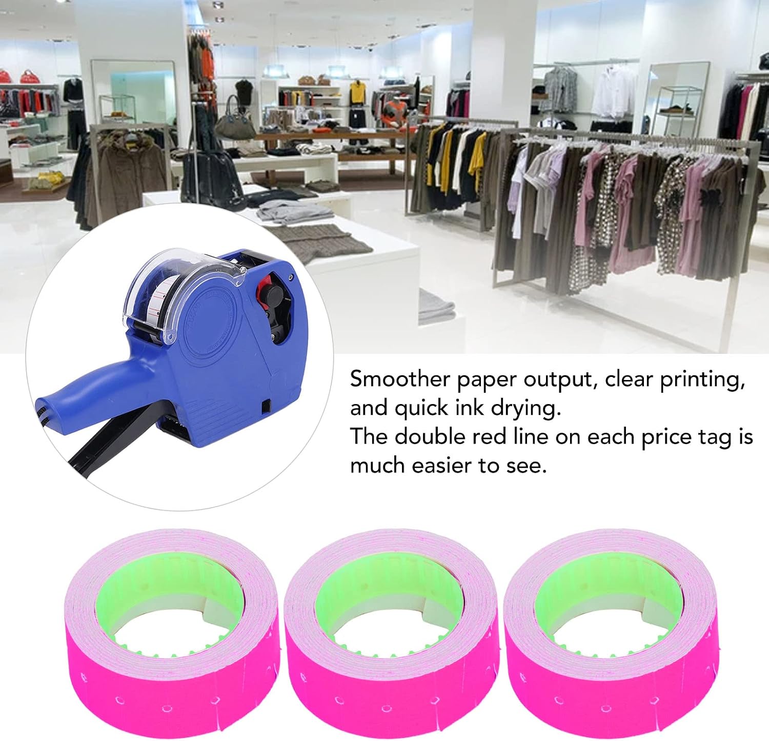 Pricing Labels, 30 Rolls 15000 Price Gun Labels for Mx-5500 M5500 White Price Marker Stickers Label Paper Tag Labels 21x12mm(Rose)