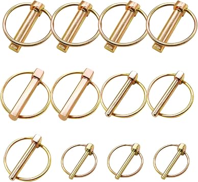mankk 12PCS 4 Sizes Lynch Pin Assortment Kit Tractor Pins Linch Pins 3 Point Hitch Pins for Farm Tractors Trailers Trucks Lawn Mowers