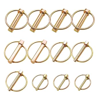 mankk 12Pcs 4 Sizes Lynch Pin Assortment Kit Tractor Pins Linch Pins 3 Point Hitch Pins for Farm Tractors Trailers Trucks Lawn Mowers M-128-12PCS