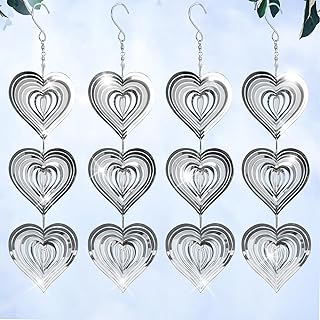 Bird Scare Discs Set Reflective Wind Spinners Outdoor Decor 3D Metal Bird Reflectors Devices Deterrents to Keep Woodpecker Pigeon Away from House Window Outside Patio Yard Porch Fruit Trees