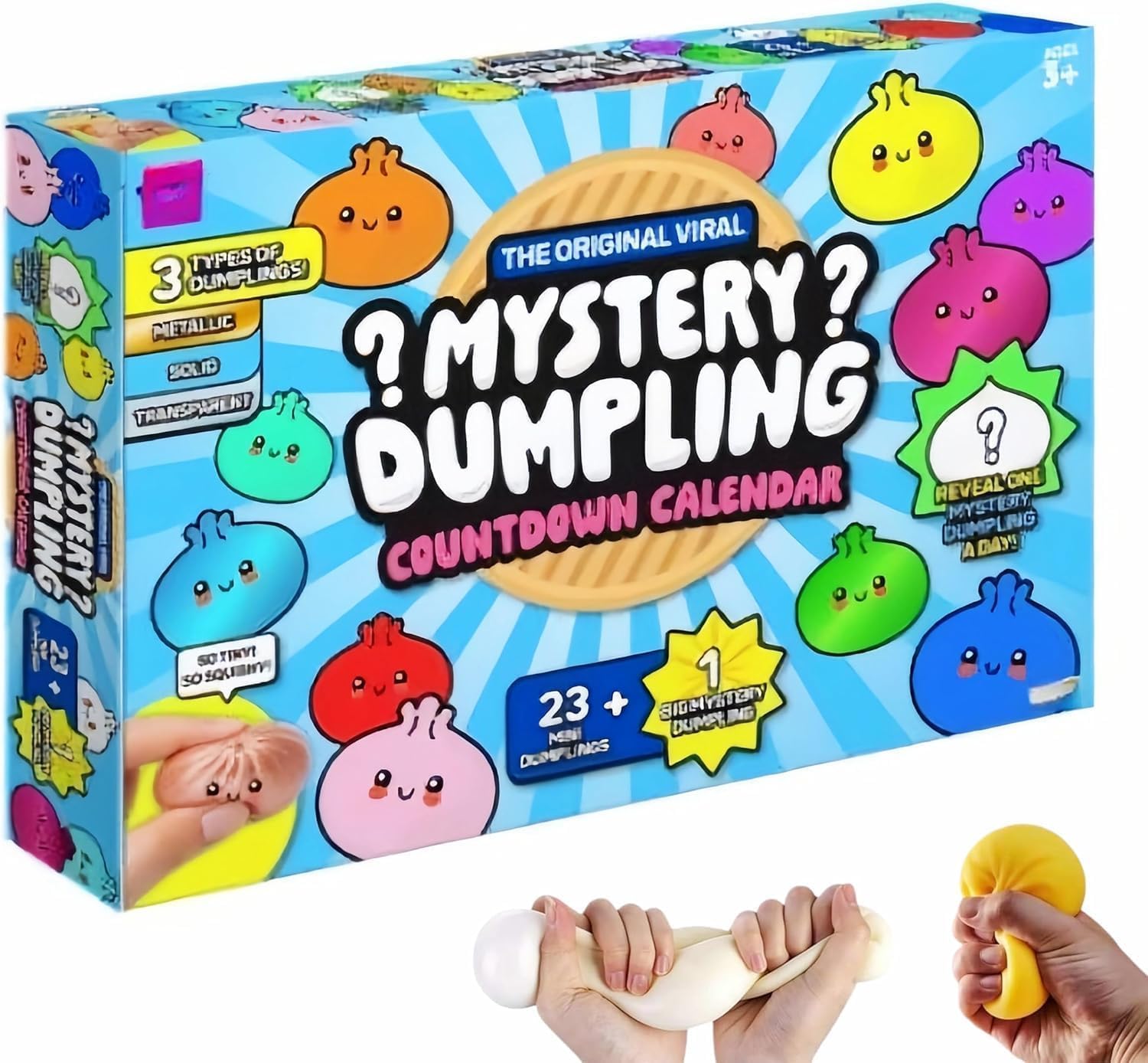 Mystery Dumpling Squishies Advent Calendar 2026-24 Days Countdown with 24 PCS Random Surprise Dumpling Bao Bun, Stress Relief Sensory Fidget Toy for Teens Adults Birthday Gift
