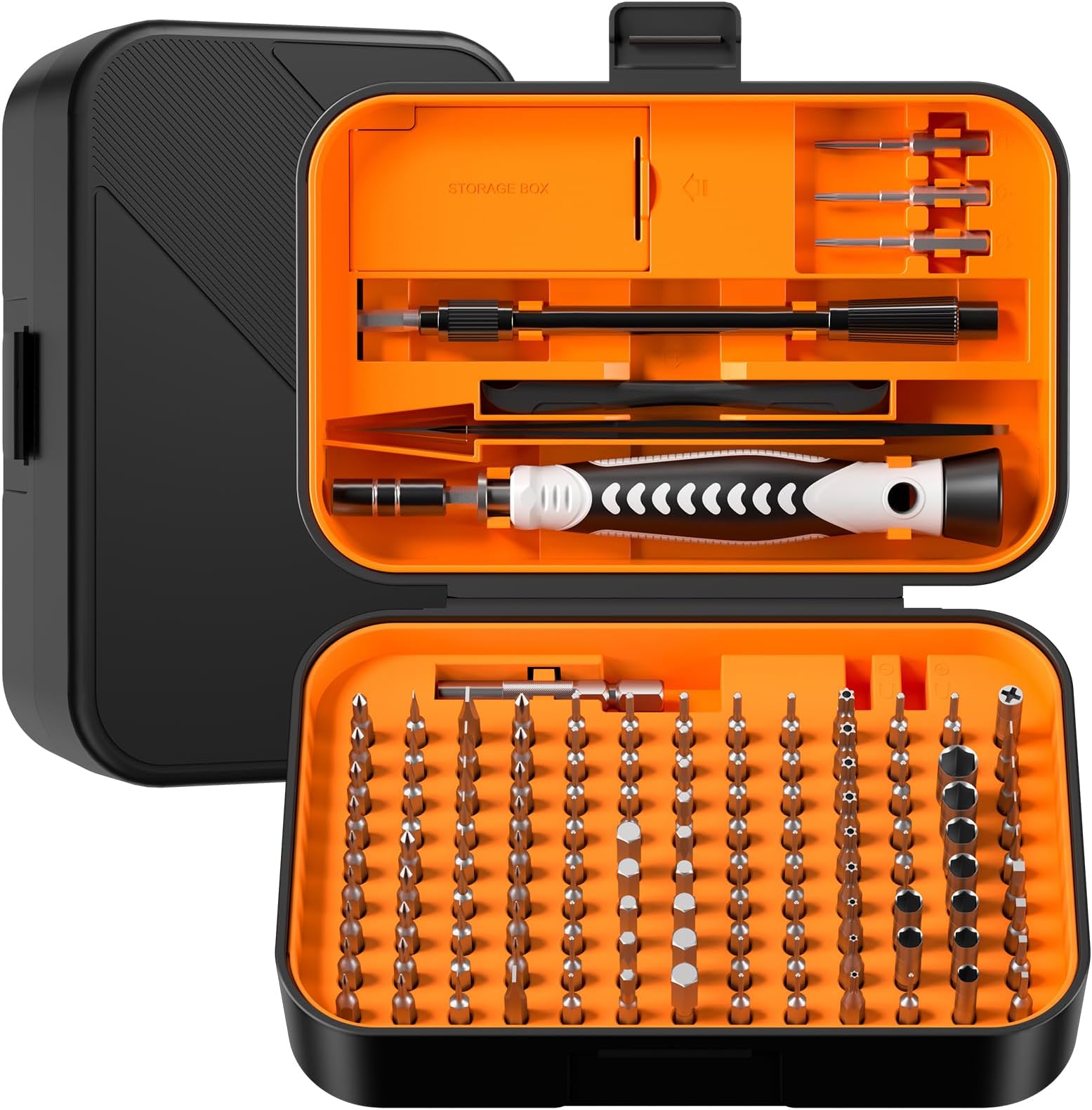 Precision Screwdriver Set, 130 in 1 with 120 bits Repair Tool Kit, Magnetic Screwdriver Set with mini built-in box for Electronics iPhone Jewelers Game Console (130-IN-Orange)