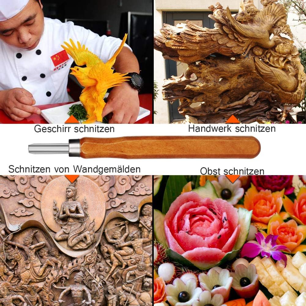 HOSPAOP Set di Attrezzi per Intaglio del Legno - 12 Coltelli da Intaglio in Legno e una Pietra per Affilare per Adulti e Bambini, Utensili per Intagliare Legno, Frutta, Verdura, Intaglio Fai da Te