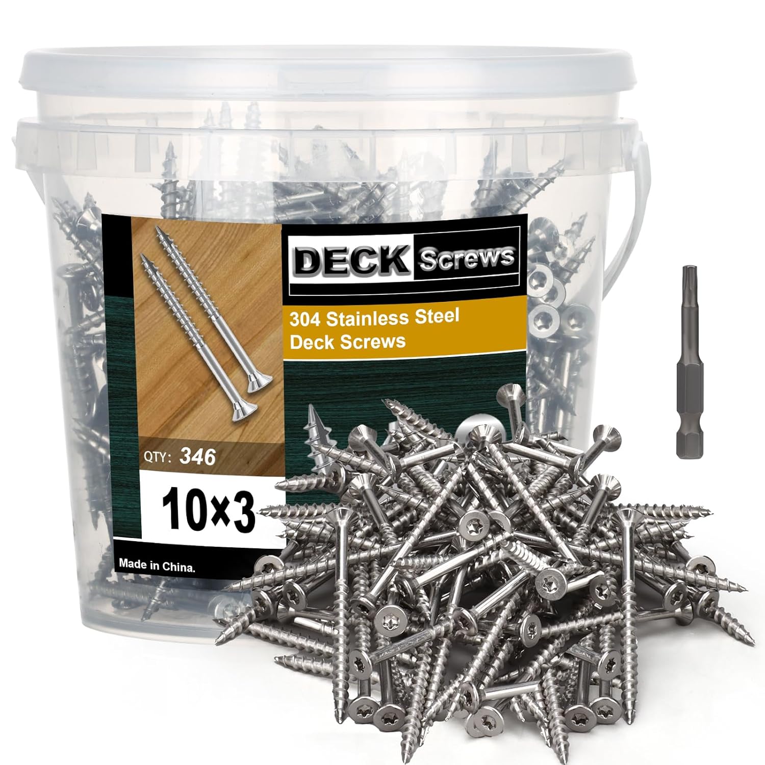 304 Stainless Steel Wood Screws, Flat Head T25 Torx Drive Deck Screws, #10×3 Inch for Wood, Decking and Fence, 5lb