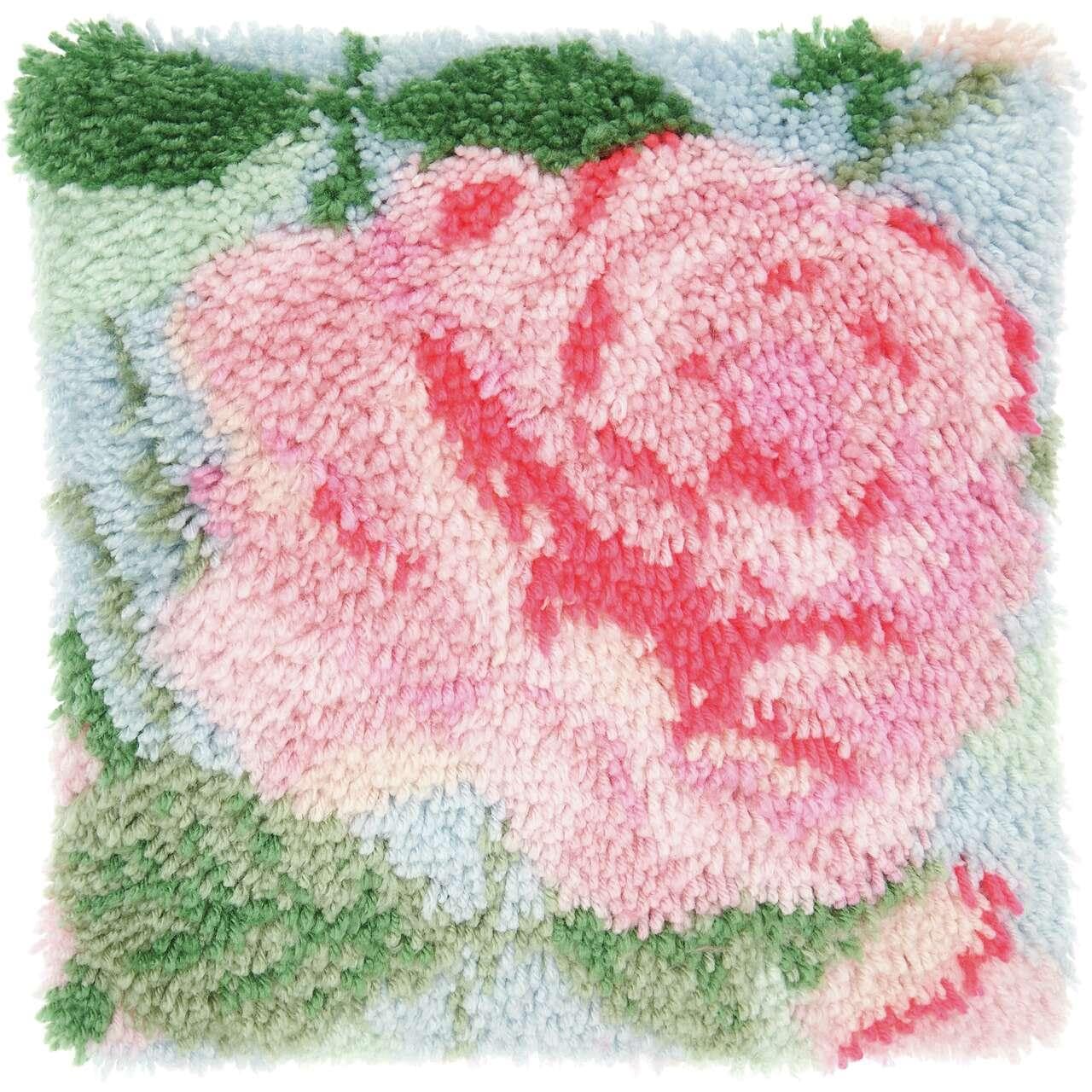 Rico Hooki Hooki, Knüpfset, Kissen Rose, 40x40cm