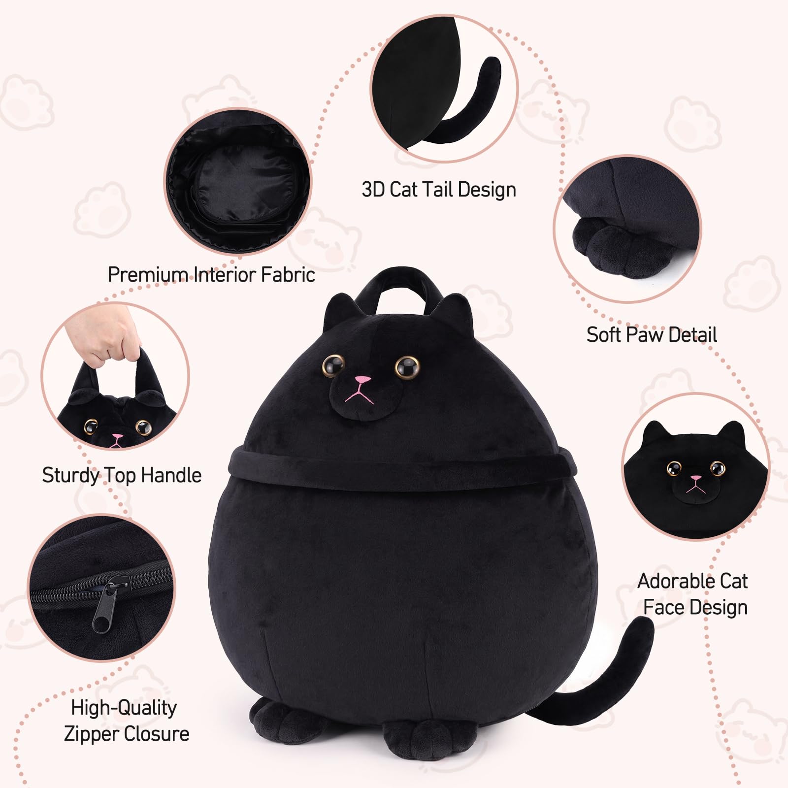 Lustige Katzen-Kosmetiktasche für Frauen, Mädchen & Katzenliebhaber – Große Schminktasche in Katzenform & Make-up Organizer – Witziges Geschenk zu Geburtstag, Halloween, Muttertag oder Ostern