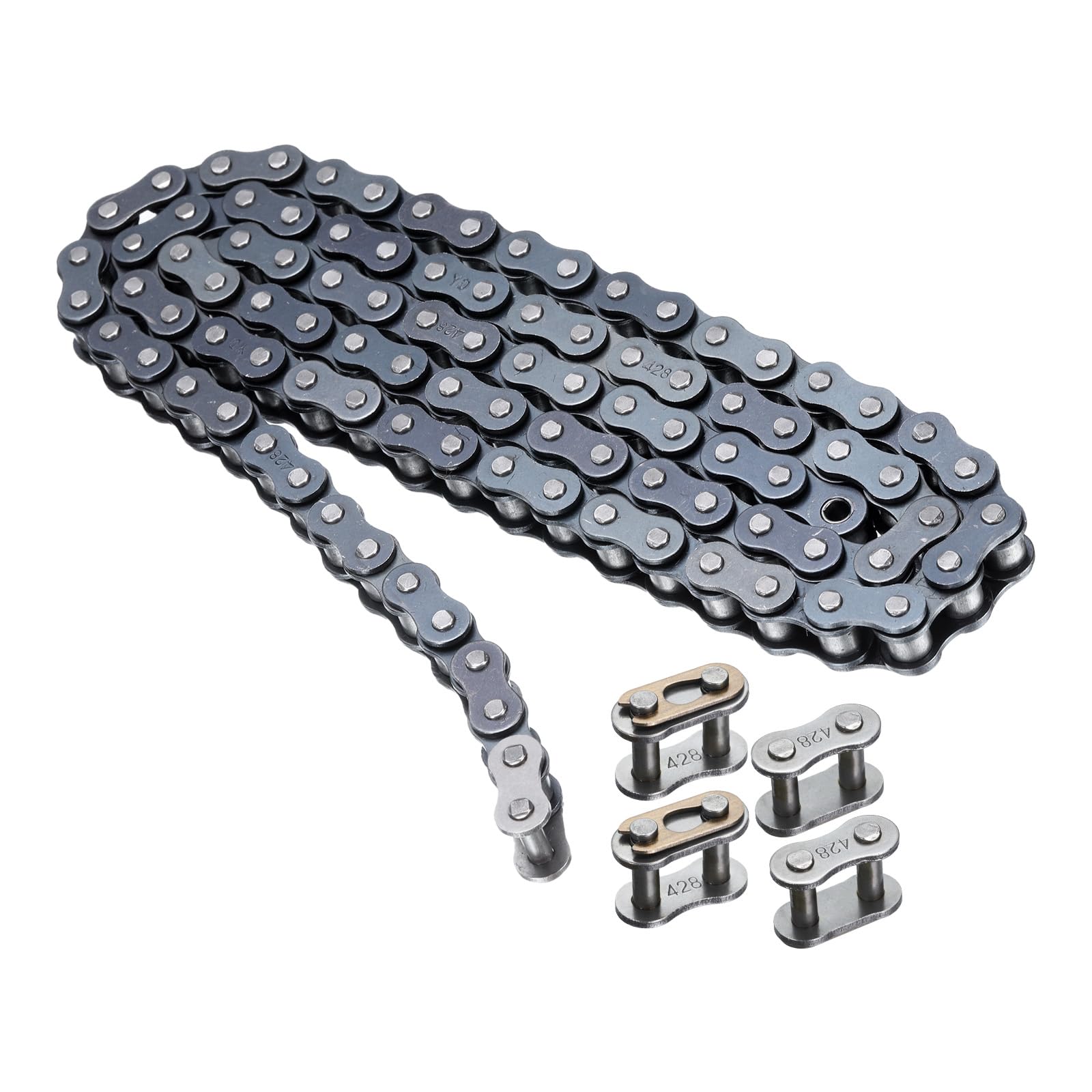 QUARKZMAN #41/ DIN/ISO 085 Roller Chain 4 Fuß 1/2" Teilung Kohlenstoffstahl Rollenkette Mit 4 Kostenlosen Master Verbindungsgliedern Für Go-Karts Fahrräder 96 Glieder