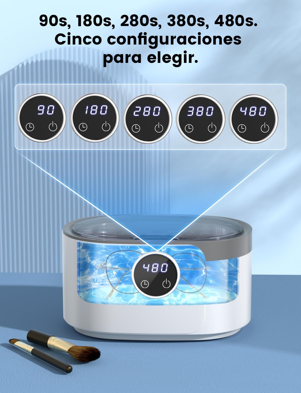 Limpiador Ultrasonidos 600ML Limpiador Ultrasonidos 50000 Hz, Limpiador Ultrasónico con 5 Modos de Tiempo y Pantalla Digital, Maquina Ultrasonidos Limpieza para Gafas, Joyas, Relojes