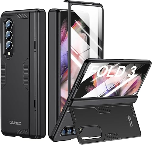 Funda para Samsung Z-Fold-3 Soporte oculto Carga inalámbrica Funda delgada con protección de bisagra ligera con protector de pantalla - Funda Funda para Samsung Z-Fold-3 Soporte oculto Carga inalámbrica Funda delgada con protección de bisagra ligera con protector de pantalla - Funda