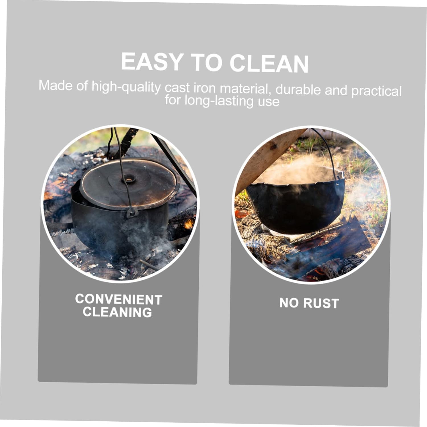 PRETYZOOM Camping Pot Cast Iron Hot Pot Outdoor Cooking Multifunctional Non-stick Saucepan