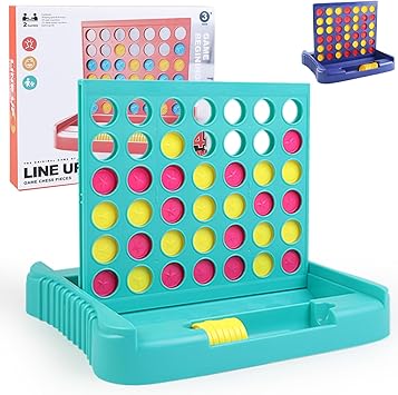 4 in a Row Connect Game, Travel Board Games for Kids Adults, Get 4 in a Row to Win - 9 x 7.4 inches Green