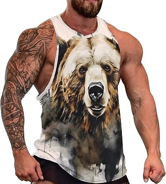 HOTYD Tank Tops Men Casual Moisture Wicking Athletic Tank Tops for Men Summer Sleeveless Graphic T-Shirt Tees