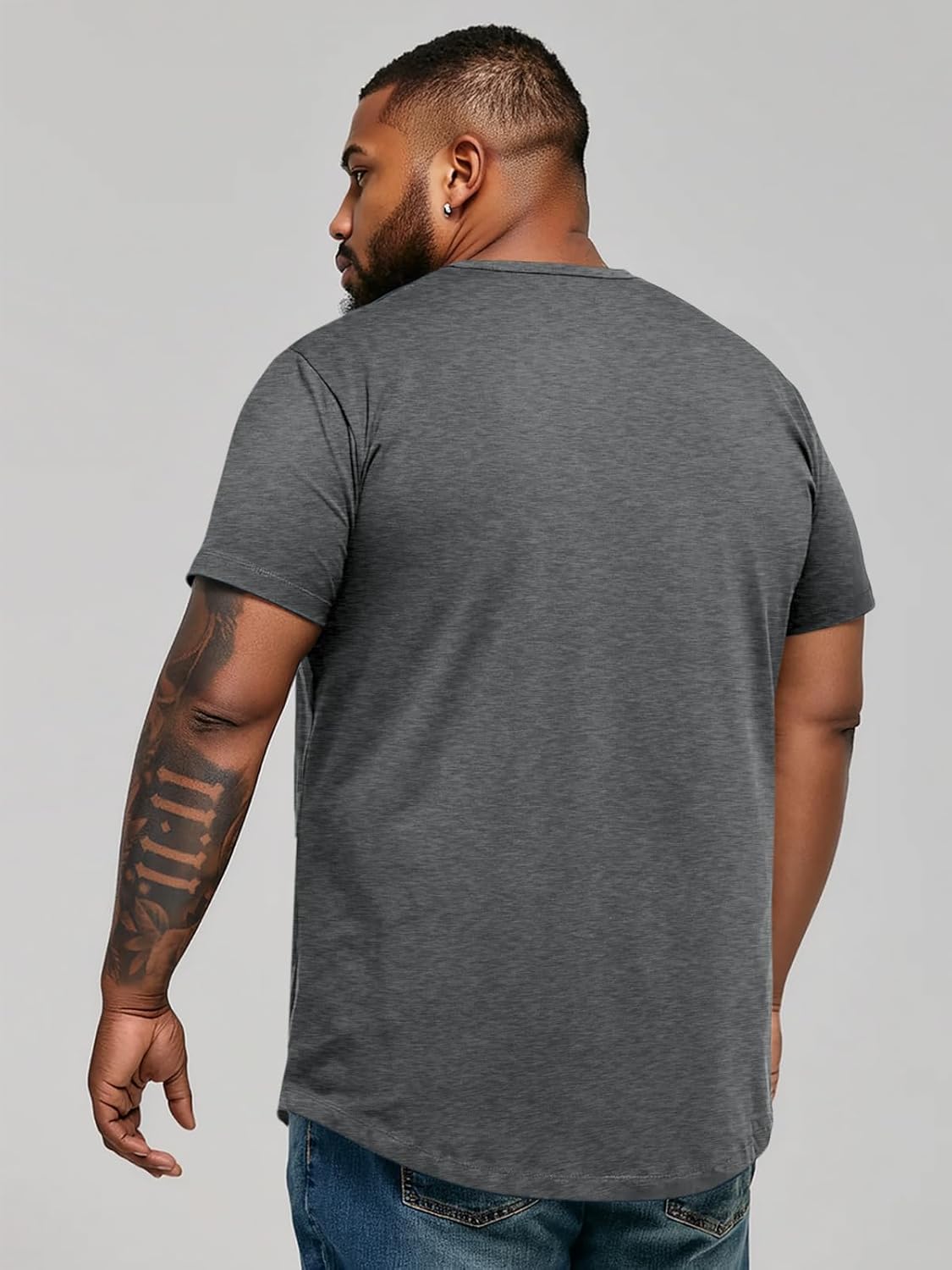 Runcati Mens Big and Tall Shirts Short Sleeve Crew Neck Casual T-Shirt Hipster Hip Hop Longline Tee Shirts - Image 3