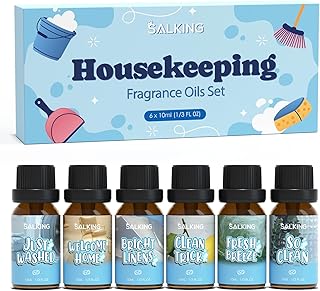 SALKING Housekeeping Fragrance Oils, Premium Essential Oil for Diffuser, Scented Oil Gift Set for Soap Candle Making - Just Washed, Welcome Home, Bright linens, Clean Trick, Clean Breeze, So Clean