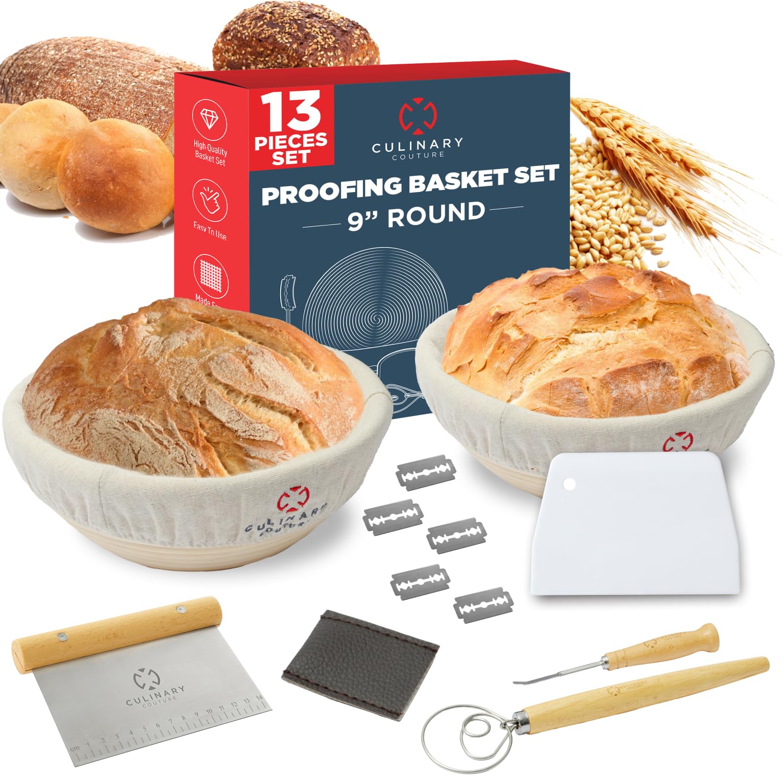 Culinary Couture Rattan Proofing Basket Set