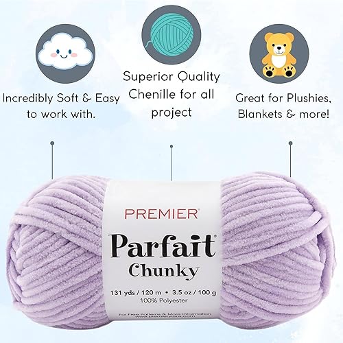 Miniatura 8 de Premier Yarns Parfait Chunky Black 1150-10 (3 madejas) Same Dyelot Weight S Bulky #6 - Hilo de tejer suave, 100% poliéster, paquete con 1 bolsa de