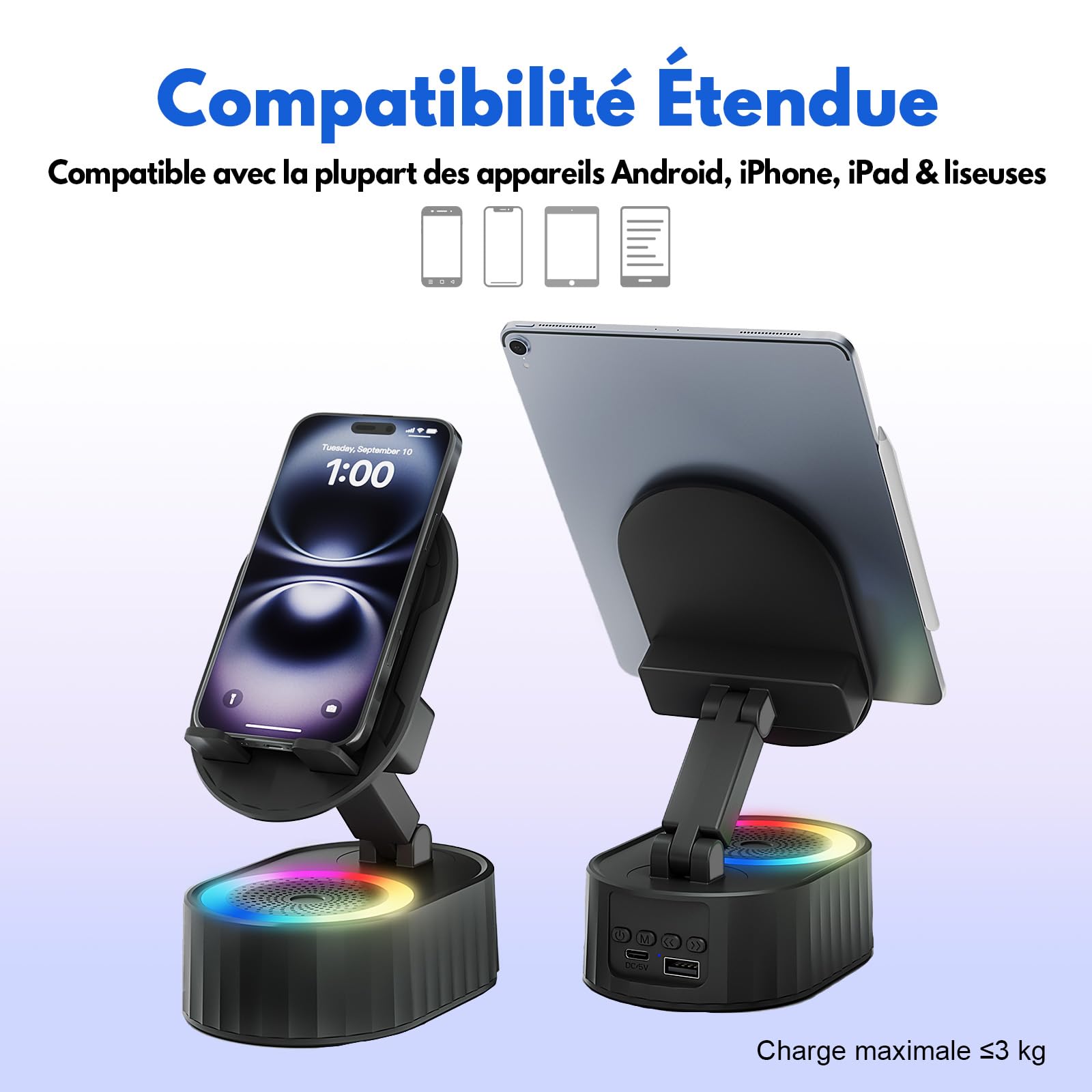 Lenski Cadeau Homme Original Utile, Cadeau Anniversaire Homme Papa Gadgets pour Homm e, 5-en-1 Enceinte Bluetooth Support Telephone, Cadeaux de Noël Originaux, Idee Cadea u Homm e Noel