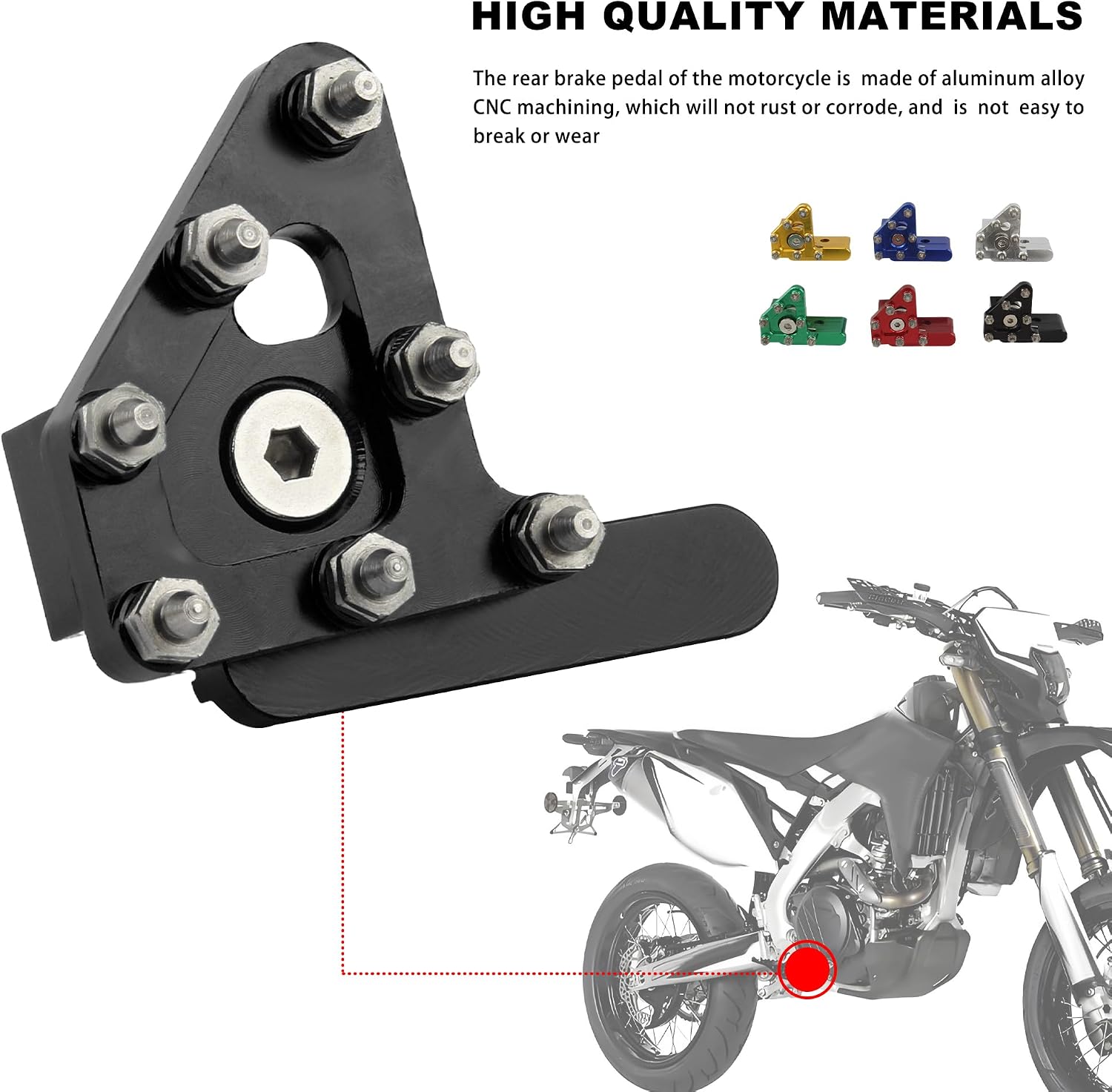 Motorcycle Rear Brake Pedal,Dirt Bike CNC Pedal Lever Step Tip Replacement for Universal Enduro Motocross CRF CR RM RMZ WR YZ YZF EXC SX XC Accessories- Black