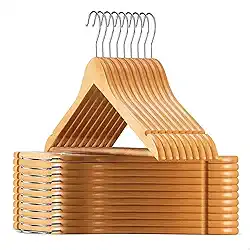 Kit 30 Cabides de Madeira Adulto 360° Para Roupas Calças Cor Marfim Envernizados