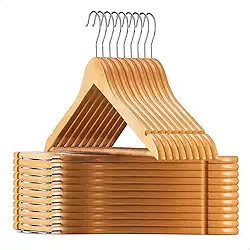 Kit 20 Cabides de Madeira Adulto 360° Para Roupas Calças Cor Marfim Envernizados