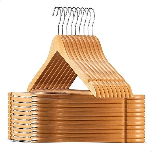 Kit 30 Cabides de Madeira Adulto 360° Para Roupas Calças Cor Marfim Envernizados Kit 30 Cabides de Madeira Adulto 360° Para Roupas Calças Cor Marfim Envernizados