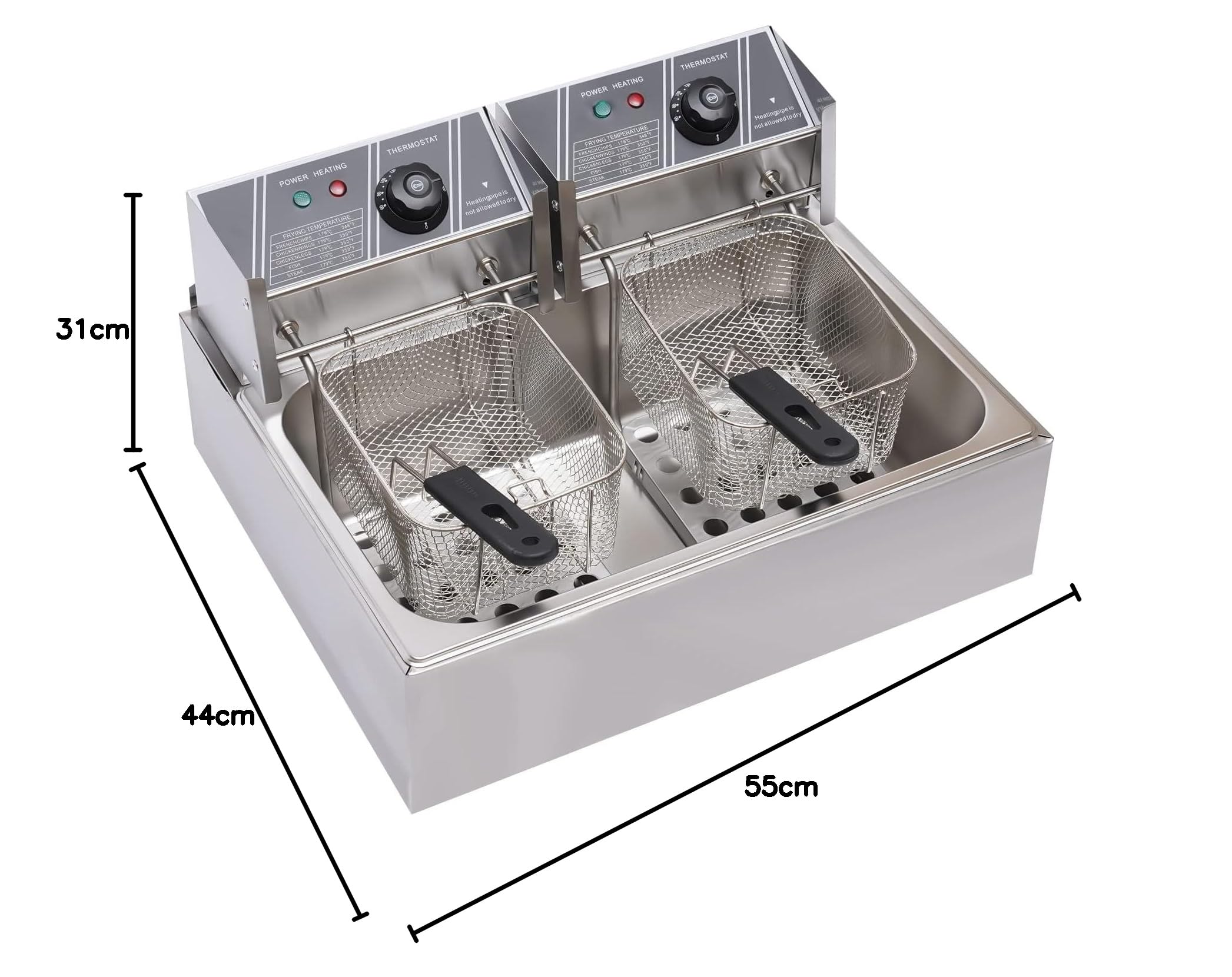 Friggitrice elettrica commerciale, 5,5 l/6 l/12 l, friggitrice professionale, con zone fredde, in acciaio inox, 220 V, per ristoranti rapidi, snack bar, patatine fritte, 12 l