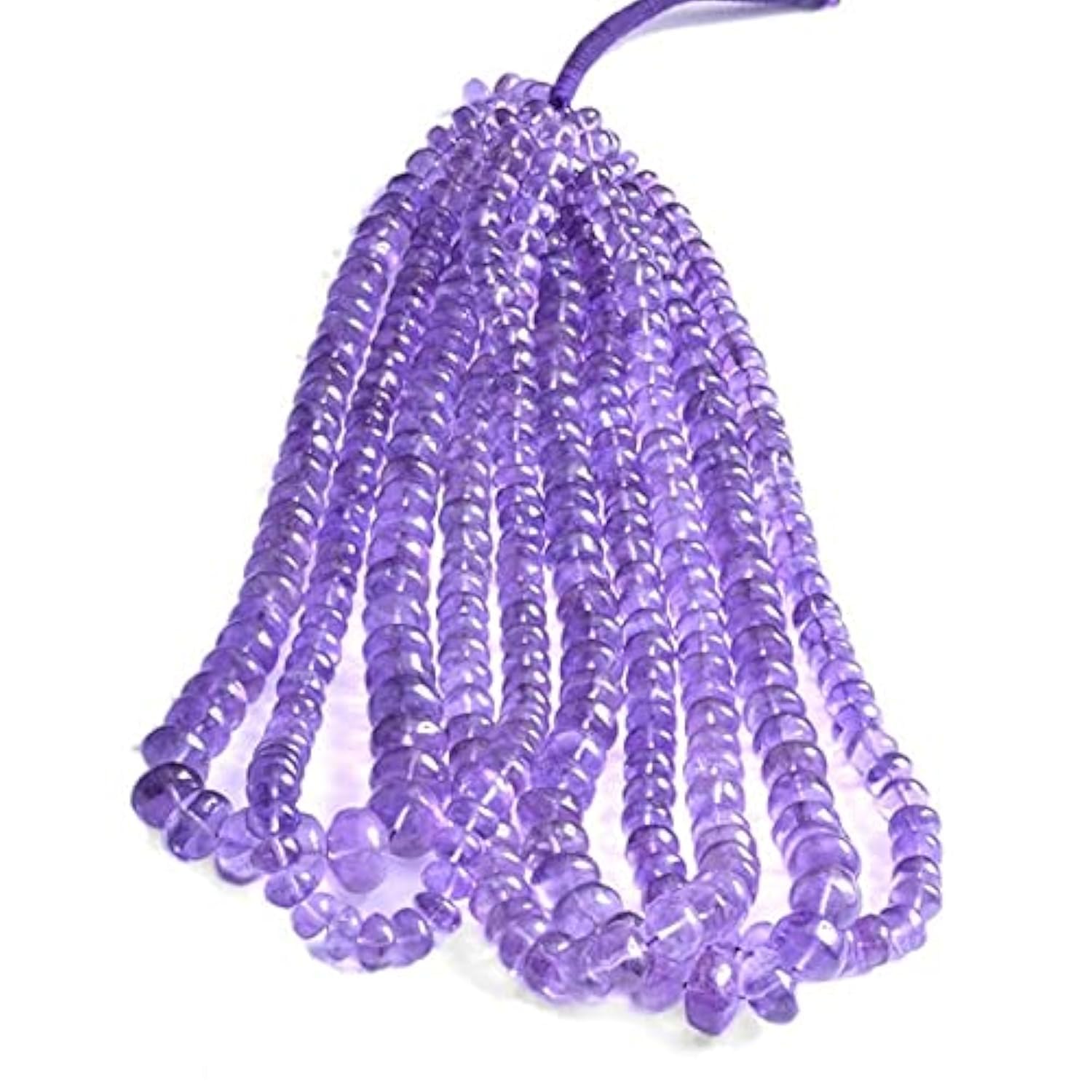 Amethyst Rondelle perle violette en fil de 16 pouces pour la fabrication de bijoux DIY