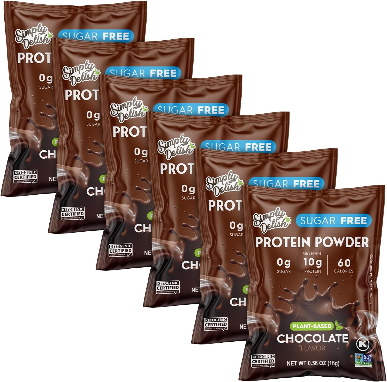 Simply Desserts Chocolate Protein Powder, Sugar-Free, 6-Pack – Plant-Based Nutritional Boost for Vegan Puddings, Baked Goods, Shakes & Snacks, Keto & Kosher, 0.49 Oz Ea