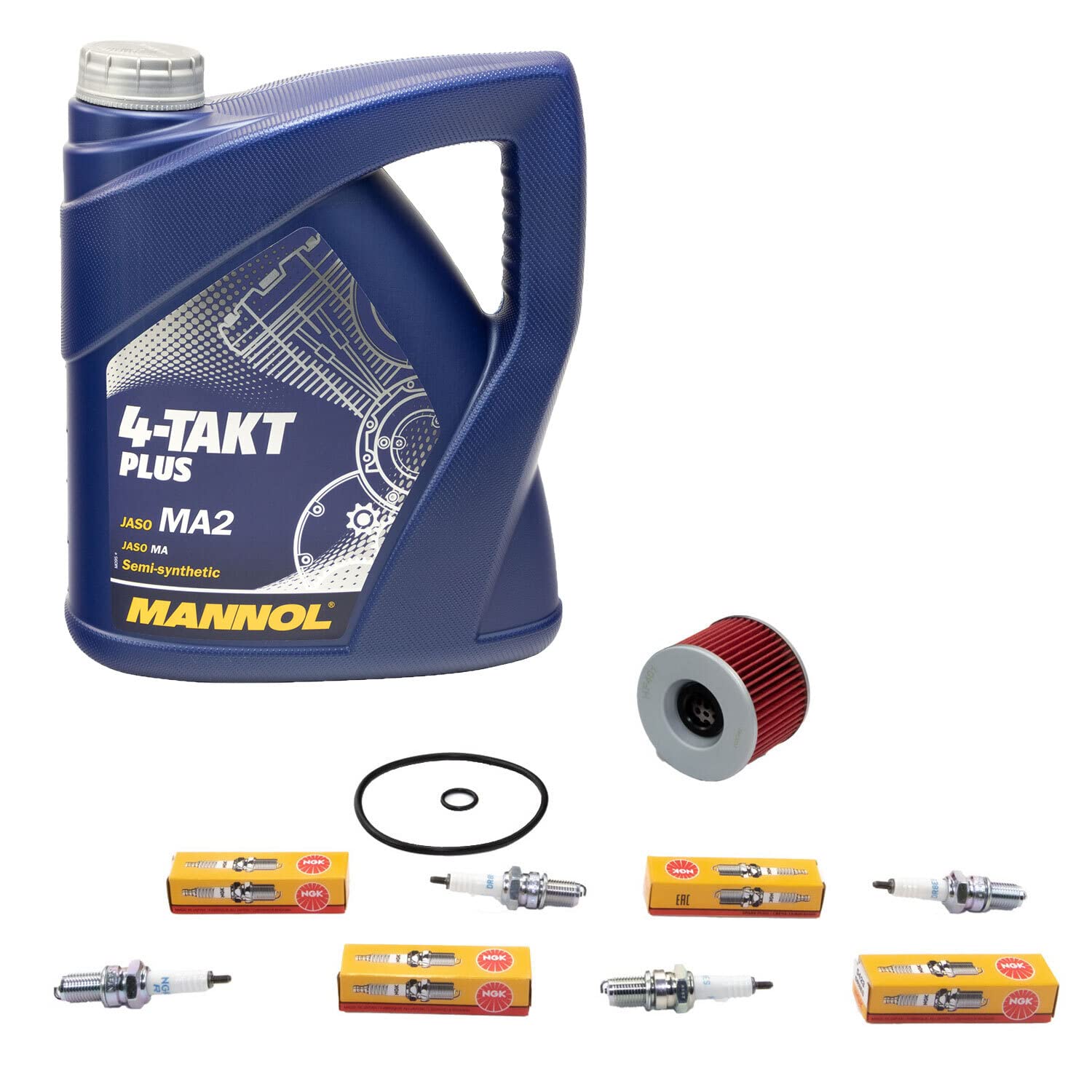 Wartungspaket Öl 4L + Ölfilter + Zündkerzen für Kawasa ki ZR 750 C ZR 750 D ZR750C ZR750D Zephyr Bj 1991-1999