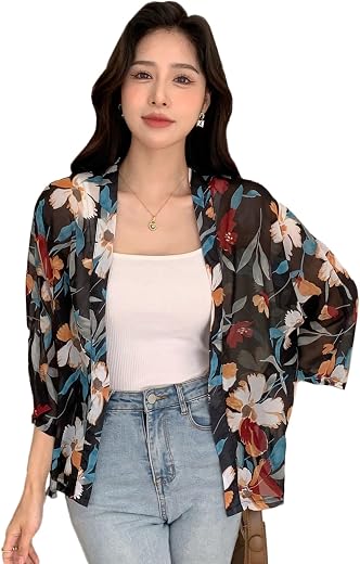 TOPLOT Women's Shrug | Stylish Layering Top | Floral Design Shrug | Easy Wear Structure | Trendy Look Styling | Versatile ...