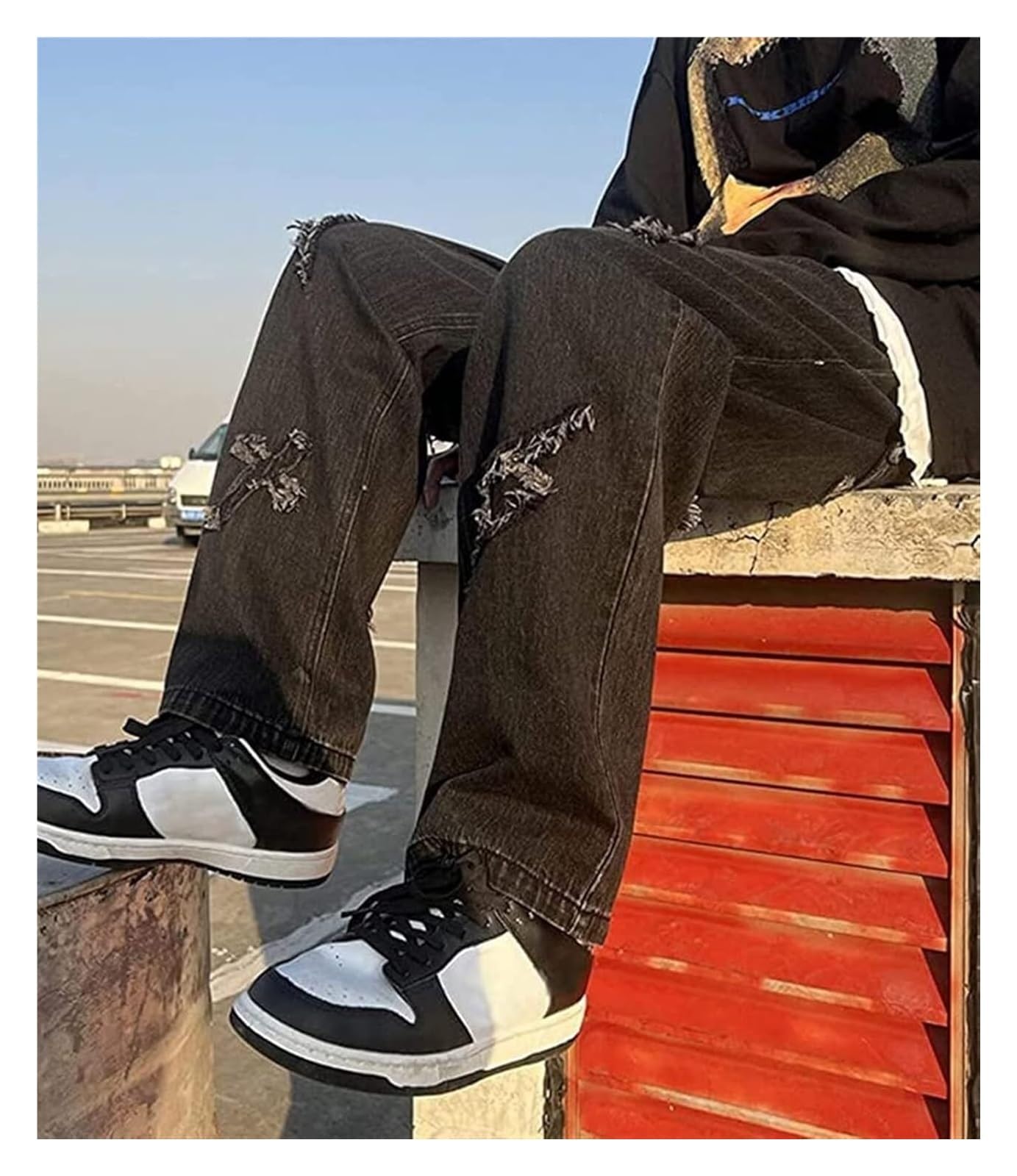 SIYAN Y2k męskie luźne dżinsy męskie hip-hopowe spodnie jeansowe proste dżinsy High Street Streetwear spodnie dżinsowe spodnie z szerokimi nogawkami vintage Y2K proste nogawki Streetwear