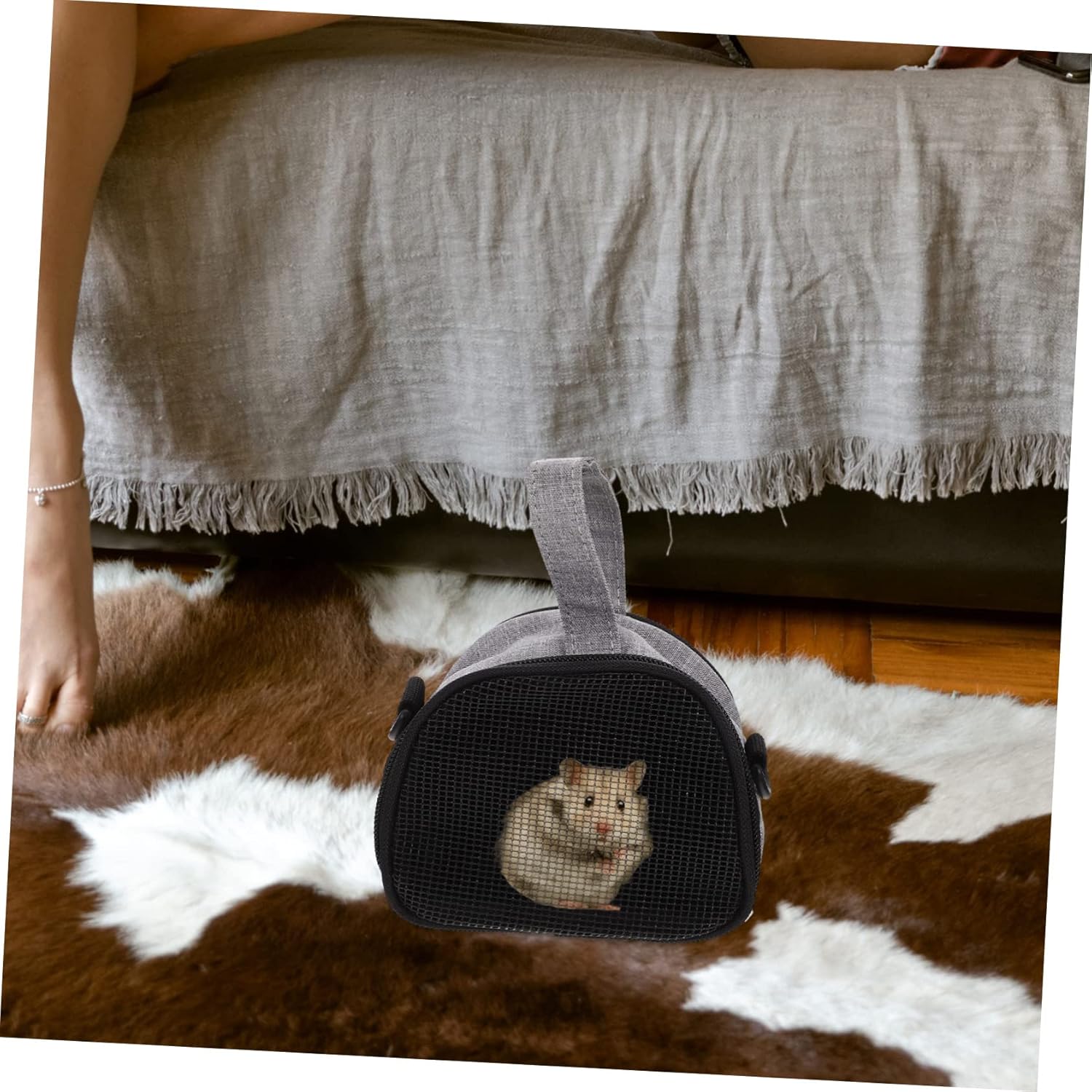 Yardwe 4pcs Portable Small Pet Carrier Bag for Hamster Breathable Zipper Design for Easy Open Close Outdoor Accessory