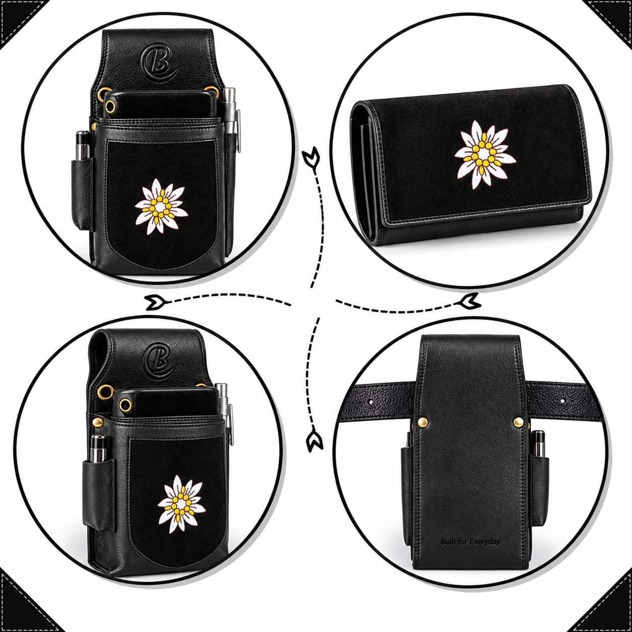 Bianci Juego de cartera de camarero con funda para camarero con compartimento para monedas, compartimentos para billetes y soporte para bolígrafos, monedero de servicio con riñonera para gastronomía y
